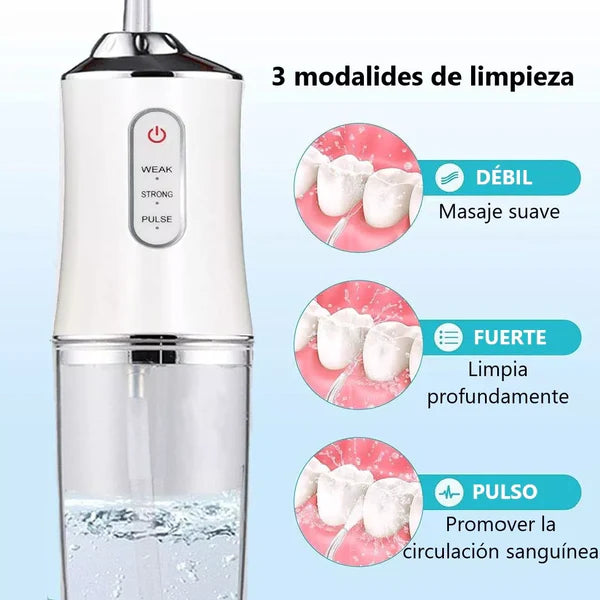 Irrigador Bucal Portatil Limpieza Dental 4 boquillas