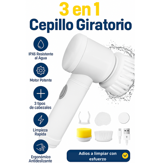 Cepillo Limpiador Giratorio 3 en 1 – Limpieza sin esfuerzos 🧼💪
