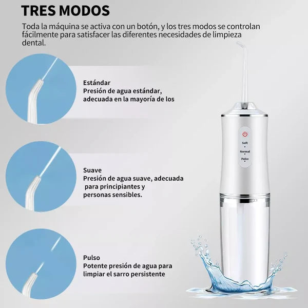 Irrigador Bucal Portatil Limpieza Dental 4 boquillas