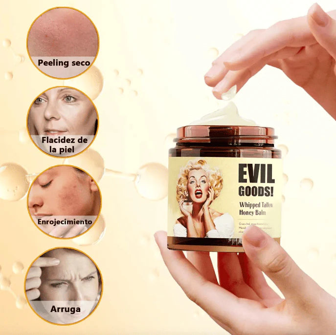 ¡EVIL GOODS! Bálsamo de Sebo de Res y Miel de Manuka – Crema Facial Orgánica Hidratante